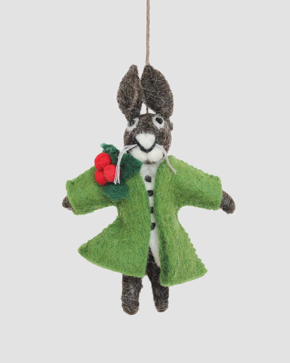 양모 펠트 오너먼트, 초록색 코트를 입은 토끼